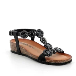 Woman Igi&Co Sandals And Flip Flops-Black Women'S Sandals