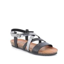 Woman Igi&Co Sandals And Flip Flops-Black-Steel Women'S Leather Sandals