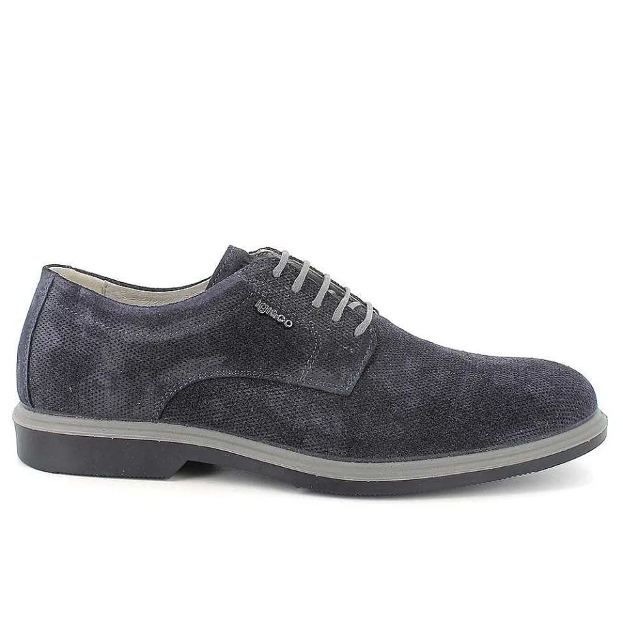 Man Igi&Co Lace Up-Blue Men'S Leather Lace-Ups