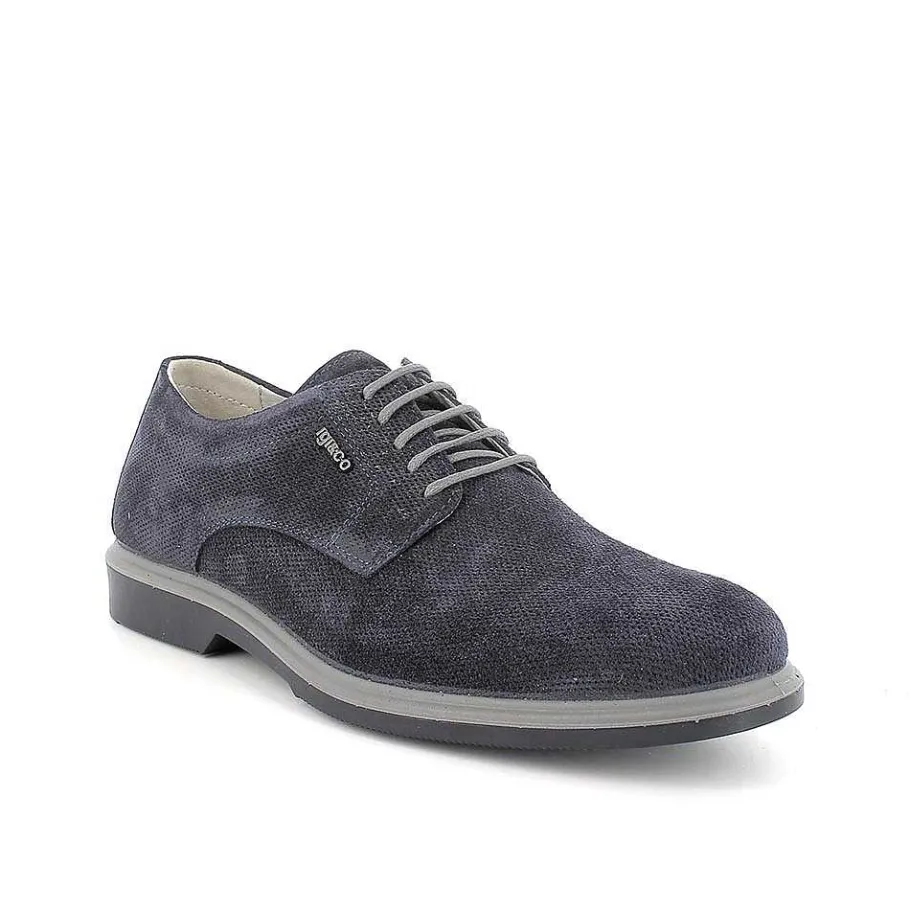 Man Igi&Co Lace Up-Blue Men'S Leather Lace-Ups