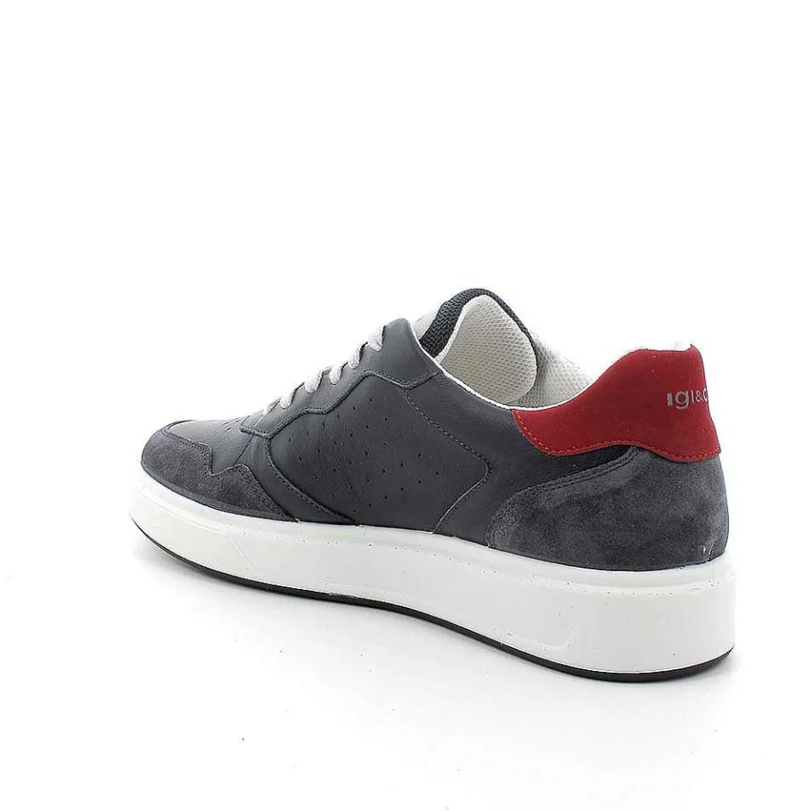 Man Igi&Co Sneakers-Blue Men'S Leather Sneakers