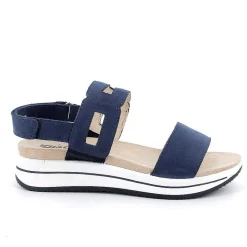 Woman Igi&Co Wedges-Blue Women'S Leather Wedge Sandals