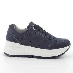 Woman Igi&Co Wedges-Blue Women'S Leather Wedge Sneakers