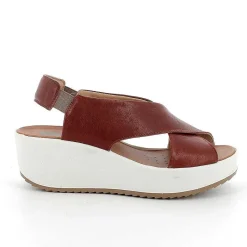 Woman Igi&Co Wedges-Brown Women'S Leather Wedge Sandals