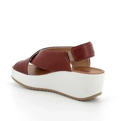 Woman Igi&Co Wedges-Brown Women'S Leather Wedge Sandals
