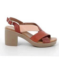 Woman Igi&Co Heeled Shoes-Burnt-Brown Women'S Leather Heeled Sandals