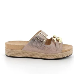 Woman Igi&Co Sandals And Flip Flops-Caramel Laminated Women'S Leather Sandals
