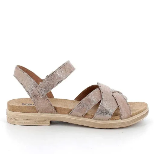 Woman Igi&Co Sandals And Flip Flops-Caramel Laminated Women'S Leather Sandals