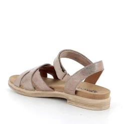 Woman Igi&Co Sandals And Flip Flops-Caramel Laminated Women'S Leather Sandals