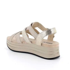 Woman Igi&Co Wedges-Champagne Women'S Leather Wedge Sandals