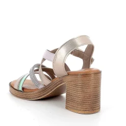 Woman Igi&Co Heeled Shoes-Champagne Women'S Leather Heeled Sandals