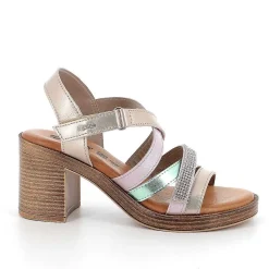 Woman Igi&Co Heeled Shoes-Champagne Women'S Leather Heeled Sandals