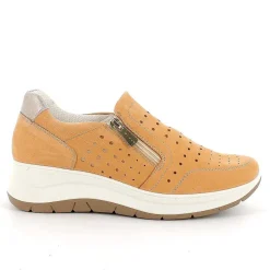 Woman Igi&Co Moccasins And Slip Ons-Cognac Women'S Leather Wedge Slip On