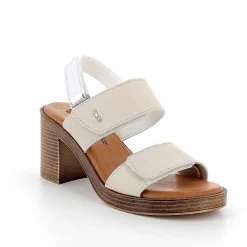 Woman Igi&Co Heeled Shoes-Cream Women'S Leather Heeled Sandals