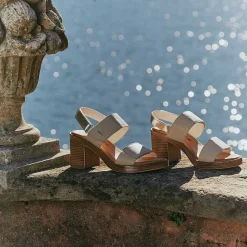 Woman Igi&Co Heeled Shoes-Cream Women'S Leather Heeled Sandals