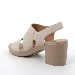 Woman Igi&Co Heeled Shoes-Cream Women'S Leather Heeled Sandals