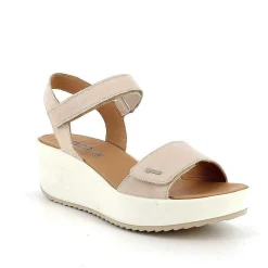 Woman Igi&Co Wedges-Cream Women'S Leather Wedge Sandals