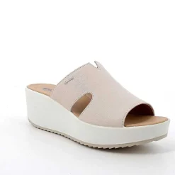 Woman Igi&Co Wedges-Cream Women'S Leather Wedge Sandals