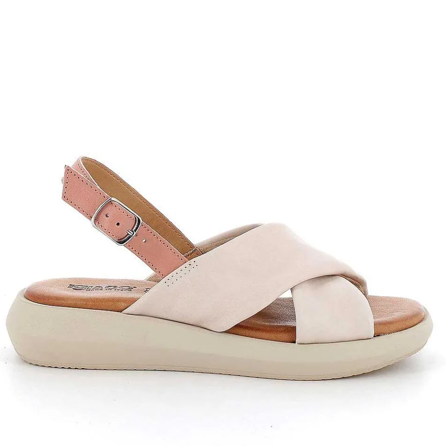 Woman Igi&Co Sandals And Flip Flops-Cream-Powder Women'S Leather Sandals