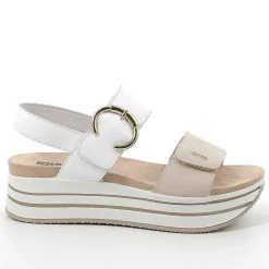 Woman Igi&Co Wedges-Cream-White Women'S Leather Wedge Sandals