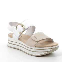 Woman Igi&Co Wedges-Cream-White Women'S Leather Wedge Sandals