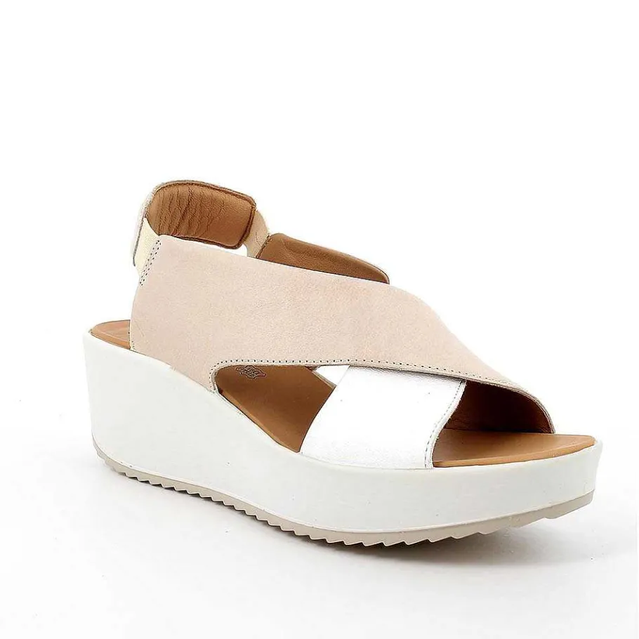 Woman Igi&Co Wedges-Cream-White Women'S Leather Wedge Sandals