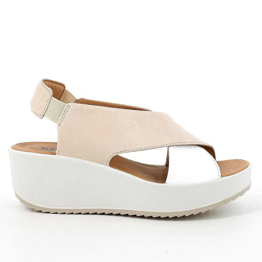 Woman Igi&Co Wedges-Cream-White Women'S Leather Wedge Sandals