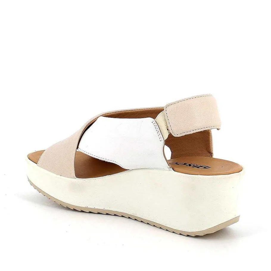 Woman Igi&Co Wedges-Cream-White Women'S Leather Wedge Sandals