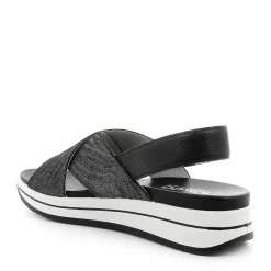 Woman Igi&Co Sandals And Flip Flops-Crossed Strap Sandal In Dark Gray Printed Leather