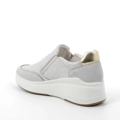 Woman Igi&Co Moccasins And Slip Ons-Crystal-Silver Women'S Leather Wedge Slip On