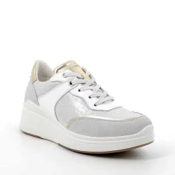 Woman Igi&Co Wedges-Crystal-Silver Women'S Leather Wedge Sneakers