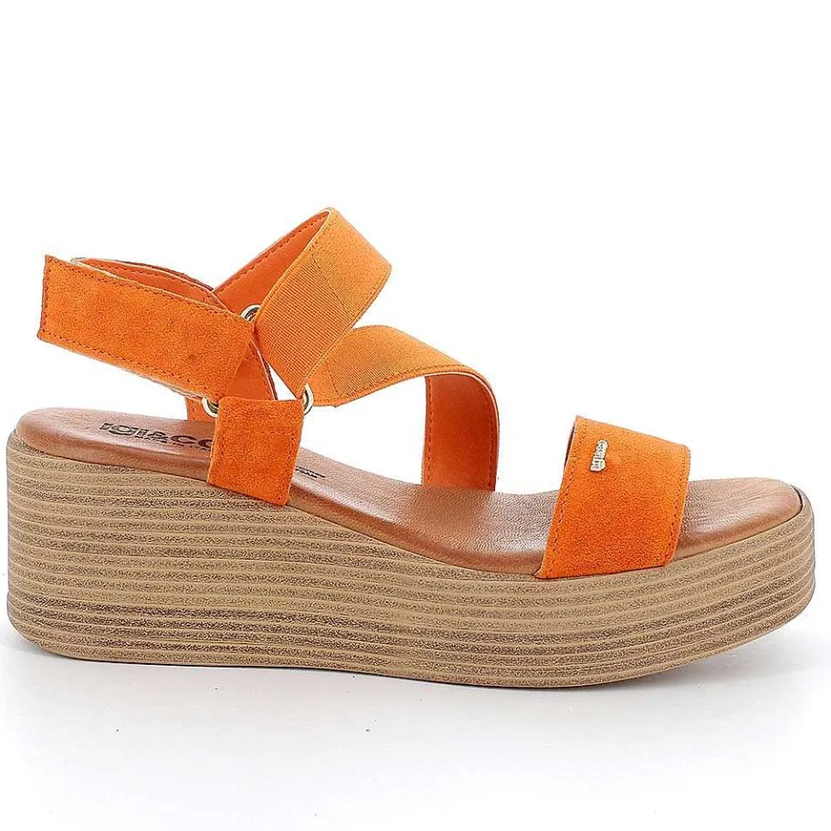 Woman Igi&Co Wedges-Curry Women'S Leather Wedge Sandals