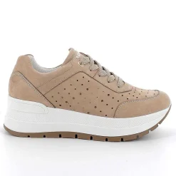 Woman Igi&Co Wedges-Dark Beige Women'S Leather Wedge Sneakers