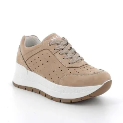 Woman Igi&Co Wedges-Dark Beige Women'S Leather Wedge Sneakers