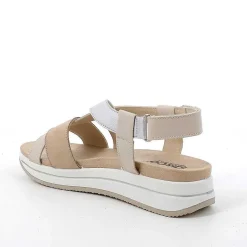 Woman Igi&Co Wedges-Dark Beige-Cream Women'S Leather Wedge Sandals