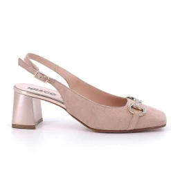 Woman Igi&Co Heeled Shoes-Decollete With Back Strap In Leather For Women Powder