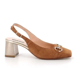 Woman Igi&Co Heeled Shoes-Decollete With Back Strap In Leather For Women. Tan