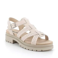 Woman Igi&Co Heeled Shoes-Ecru Women'S Leather Heeled Sandals