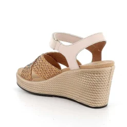 Woman Igi&Co Wedges-Ecru-Beige Women'S Leather Wedge Sandals