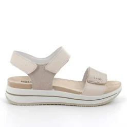 Woman Igi&Co Wedges-Ecru-Platinum Women'S Leather Wedge Sandals