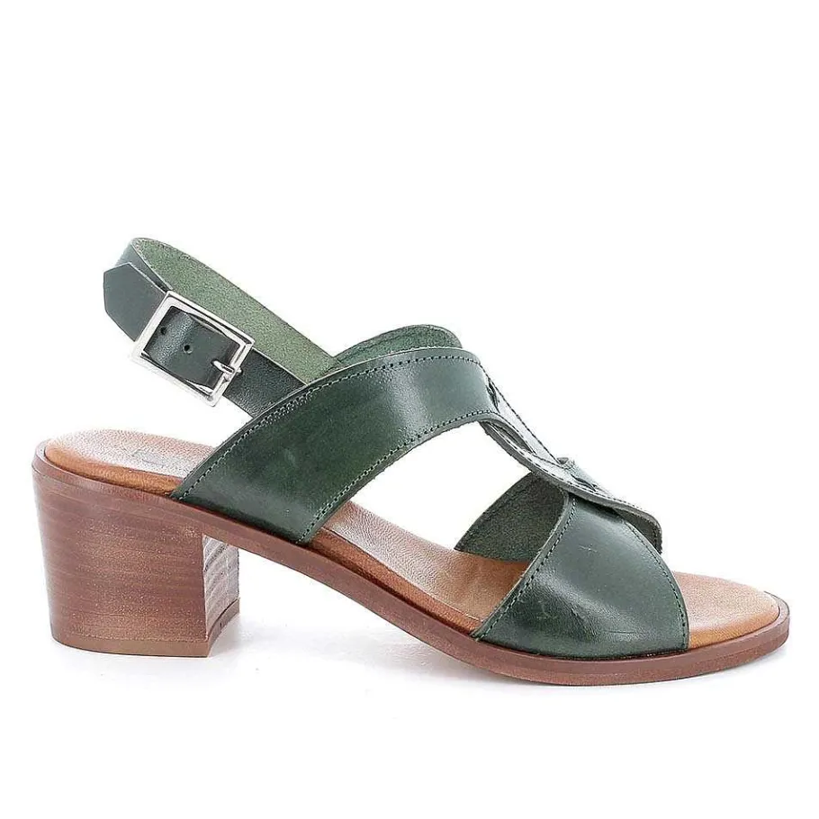 Woman Igi&Co Heeled Shoes-Forest Women'S Leather Heeled Sandals