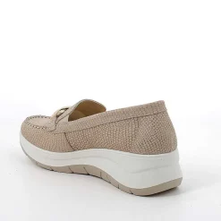 Woman Igi&Co Wedges-Iridescent Beige Women'S Leather Wedge Loafers