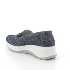 Woman Igi&Co Moccasins And Slip Ons-Iridescent Blue Women'S Leather Wedge Loafers