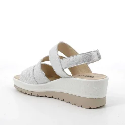 Woman Igi&Co Wedges-Iridescent White Women'S Leather Wedge Sandals