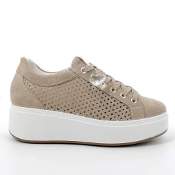 Woman Igi&Co Wedges-Ivory Women'S Leather Wedge Sneakers