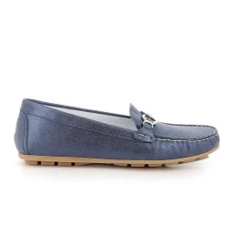 Woman Igi&Co Moccasins And Slip Ons-Laminated Blue Women'S Leather Loafers