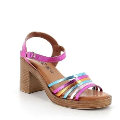 Woman Igi&Co Heeled Shoes-Laminated Fuxia Women'S Leather Heeled Sandals