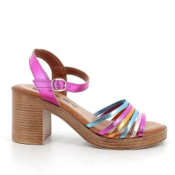 Woman Igi&Co Heeled Shoes-Laminated Fuxia Women'S Leather Heeled Sandals