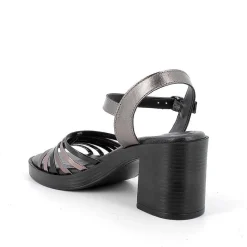 Woman Igi&Co Heeled Shoes-Laminated Gray Women'S Leather Heeled Sandals