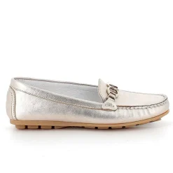 Woman Igi&Co Moccasins And Slip Ons-Laminated Taupe Women'S Leather Loafers